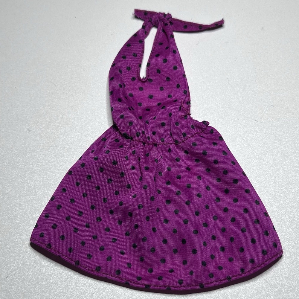 Vtg Barbie purple and black polka dot halter‎ dress